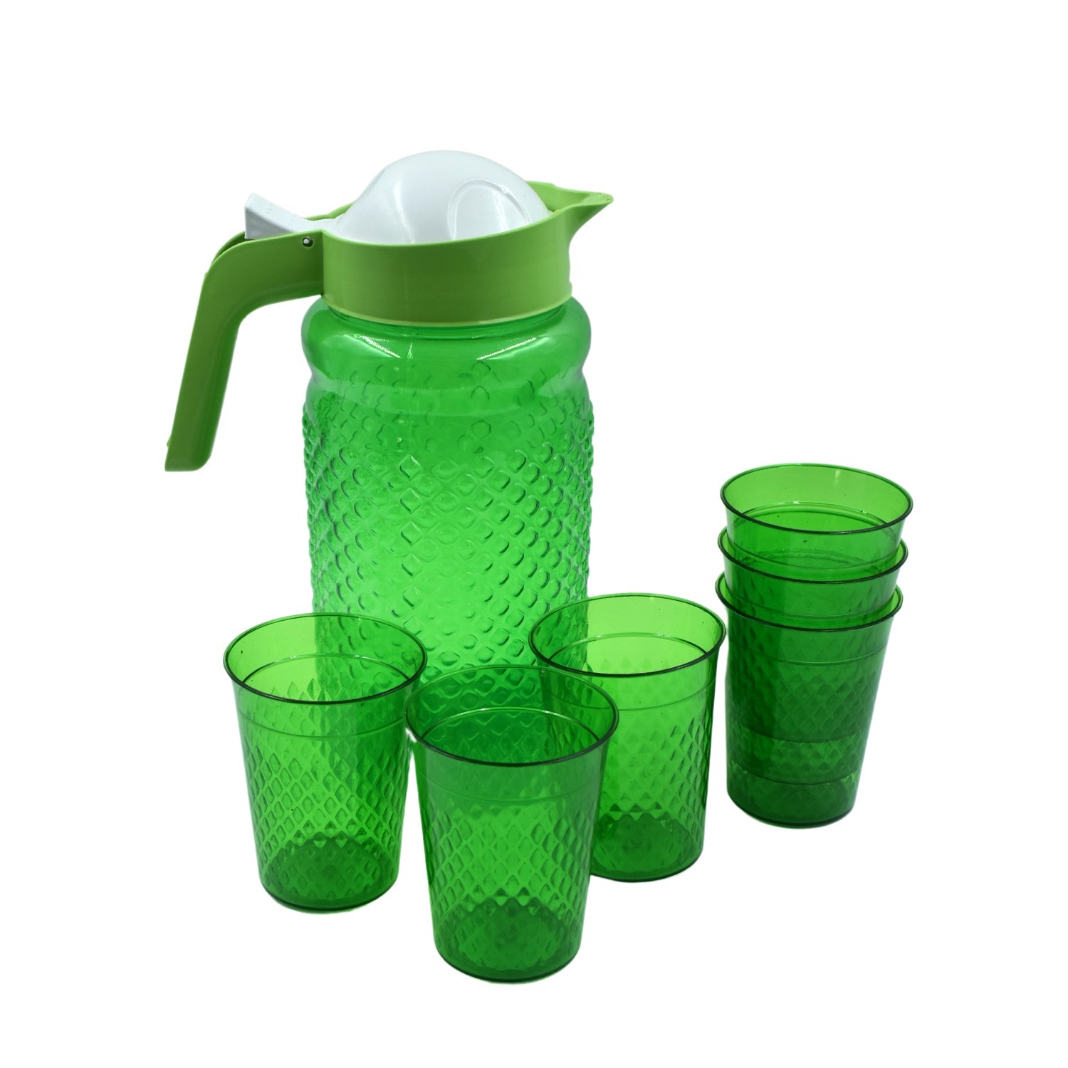 3734A Unbreakable Plastic Drinking Water/Juice Jug and 6 pieces Glass (Assorted color) 3734A Unbreakable Plastic Drinking Water/Juice Jug and 6 pieces Glass (Assorted color)